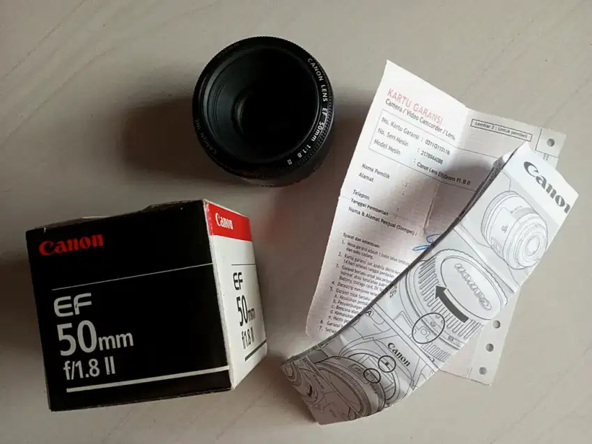 Canon EF 50mm F1,8 II Full set Dus ex Garansi resmi Datascrip