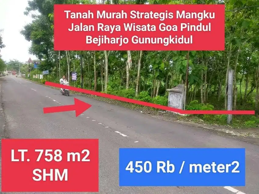 Tanah murah Pinggir Jalan raya Utama Goa pindul