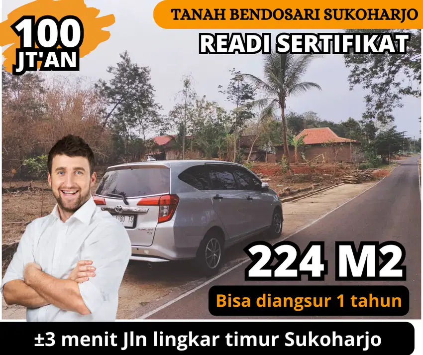 Tanah Pinggir aspal bendosari mulai 224 meter di sukoharjo ,bs angsur