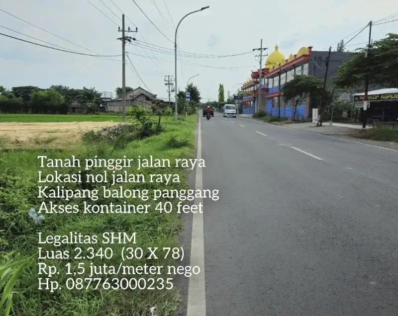 Tanah termurah strategis pinggir jalan raya balong panggang