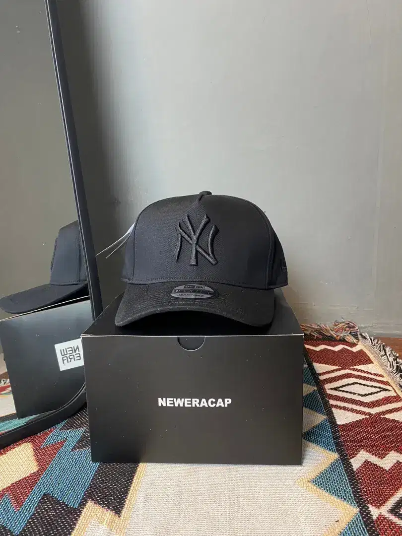 Topi Baseball MLB Caps New Era Hat Logo NY Bordir Hitam Fullblack