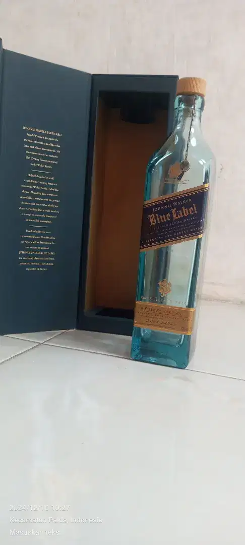 BOTOL BEKAS  JOHNNIE WALKER ORI BLUE LABEL PAJANGAN CAFE