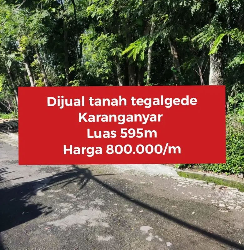 Dijual tanah di tegalgede Karanganyar