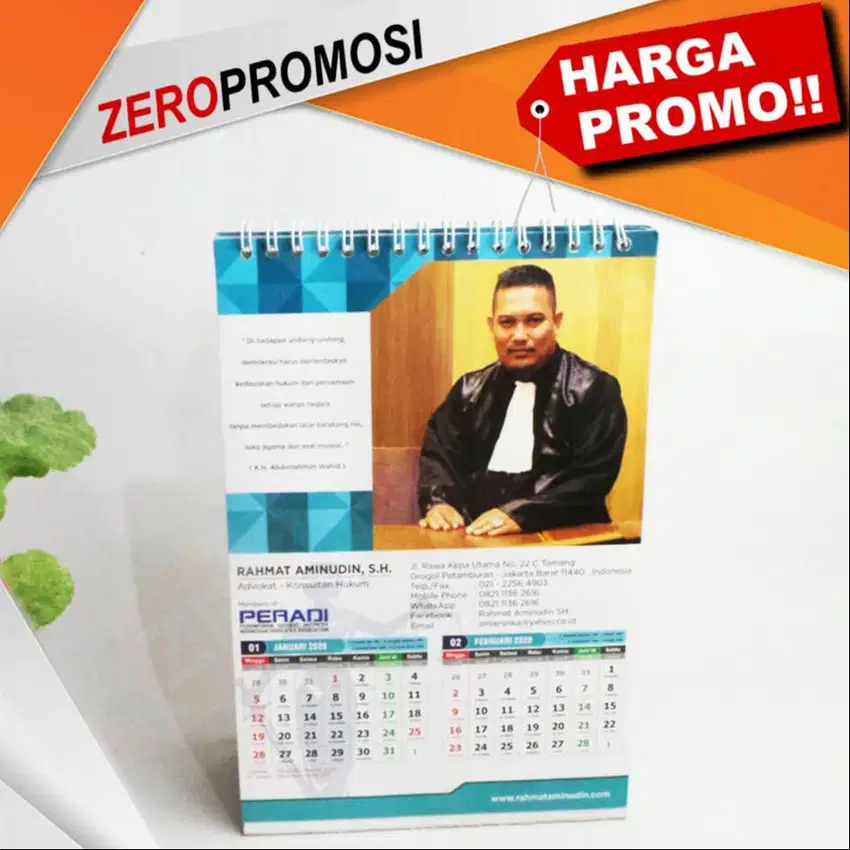 Kalender Meja Duduk Cetak Promosi Custom Desain