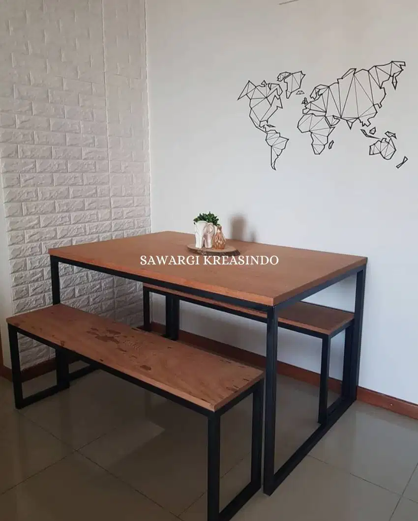 Meja makan set kursi serbaguna, buat cafe kedai angkringan bisa custom
