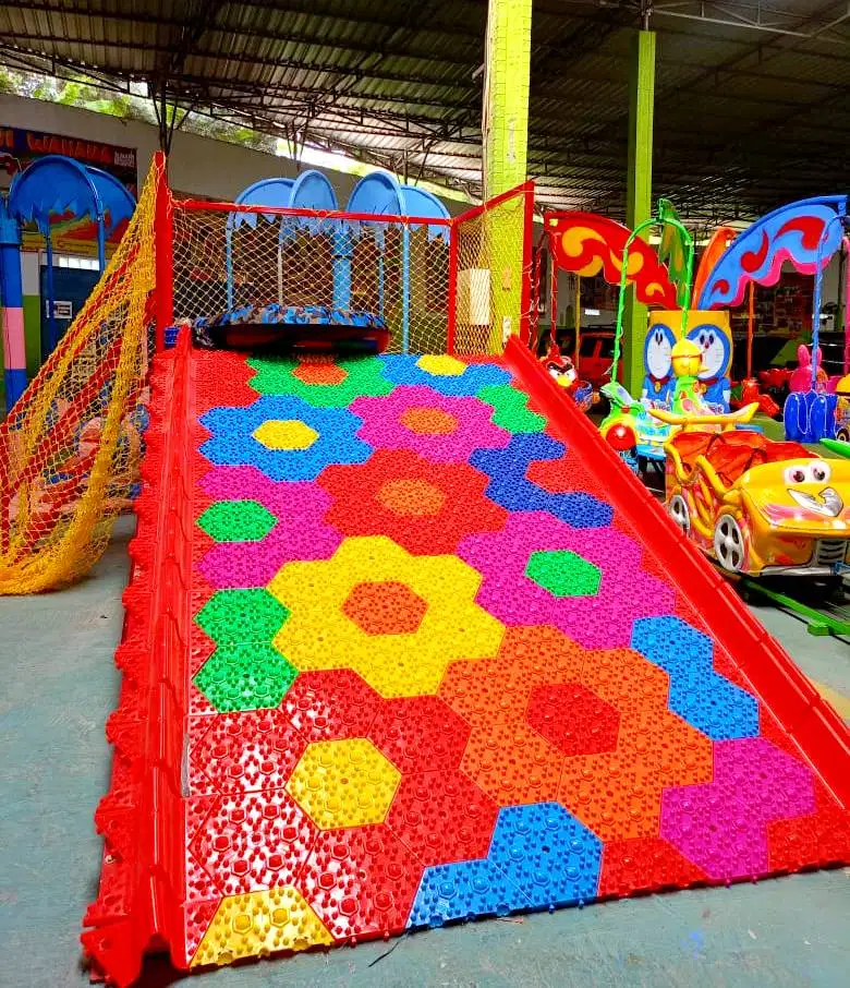 mini rainbow slide seluncur pelangi playground indoor ban donat murah