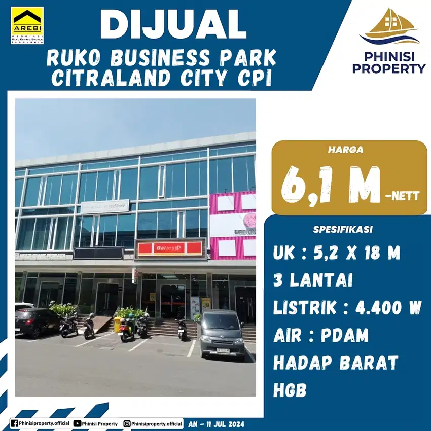 DIJUAL Ruko Business Park CPI CITRALAND CITY LOSARI