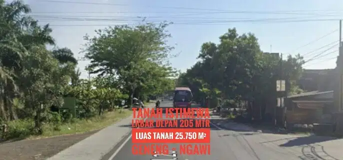 Tanah Pekarangan LD 205 mt, NGAWI Jln Raya Propinsi, Istimewaa