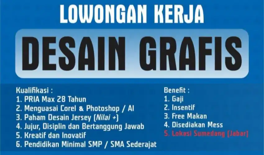 LOWONGAN KERJA DESAIN GRAFIS JERSEY