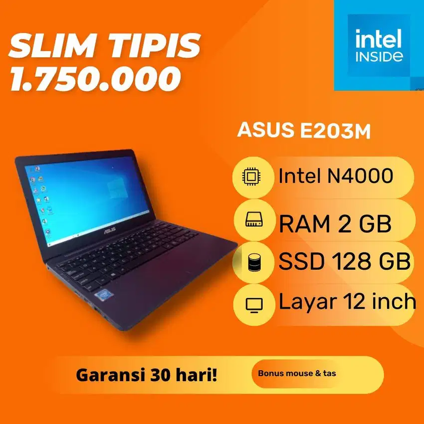 Notebook Asus E203M Star Grey Slim Tipis 11.6 12 inch Intel N4000 SSD