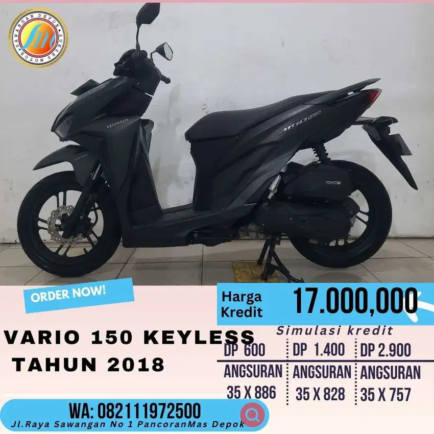 Honda Vario 150 Keyless 2018 Hitam Depok Cash/kredit bisa