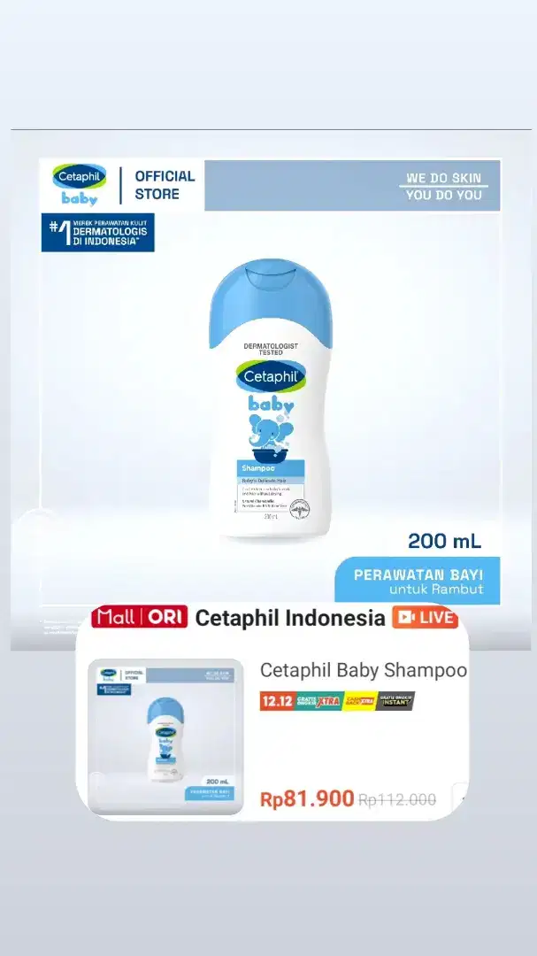 Cetaphil Baby Shampoo 200ml dengan Glycerin, Panthenol, AloeVera