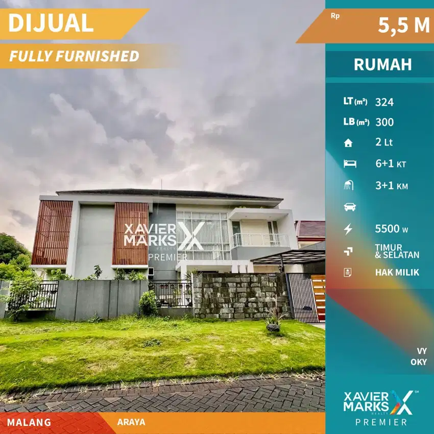 Dijual Rumah Eksklusif Full Furnished di Graha Golf Araya Malang