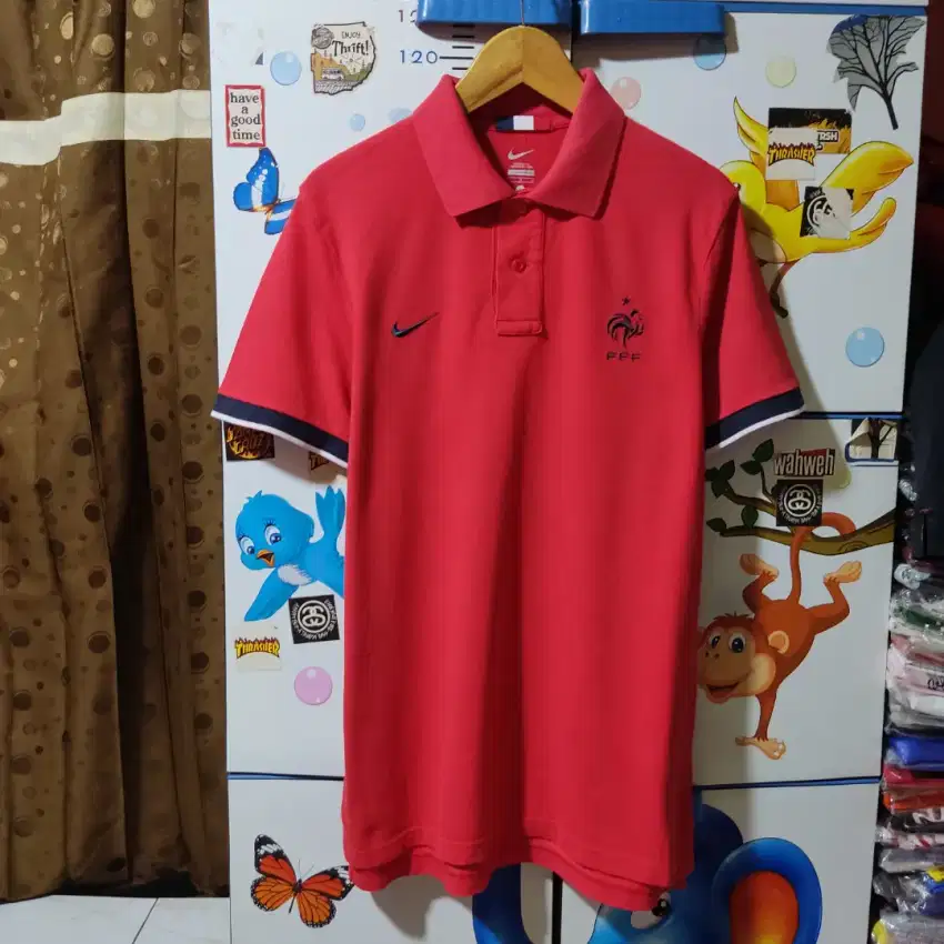 Kaos polo shirt Sepak Bola FRANCE colour red Size L Original