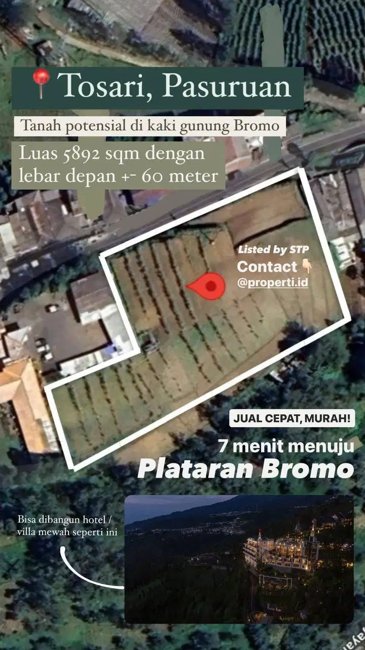 Tanah potensial di Desa Tosari dekat Plataran Bromo