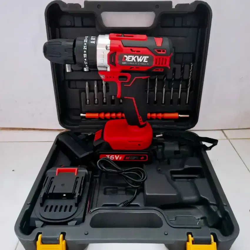 Baru Dekwe Mesin bor cordless baterai 36vf 3Mode - Impact/Obeng/ Bor