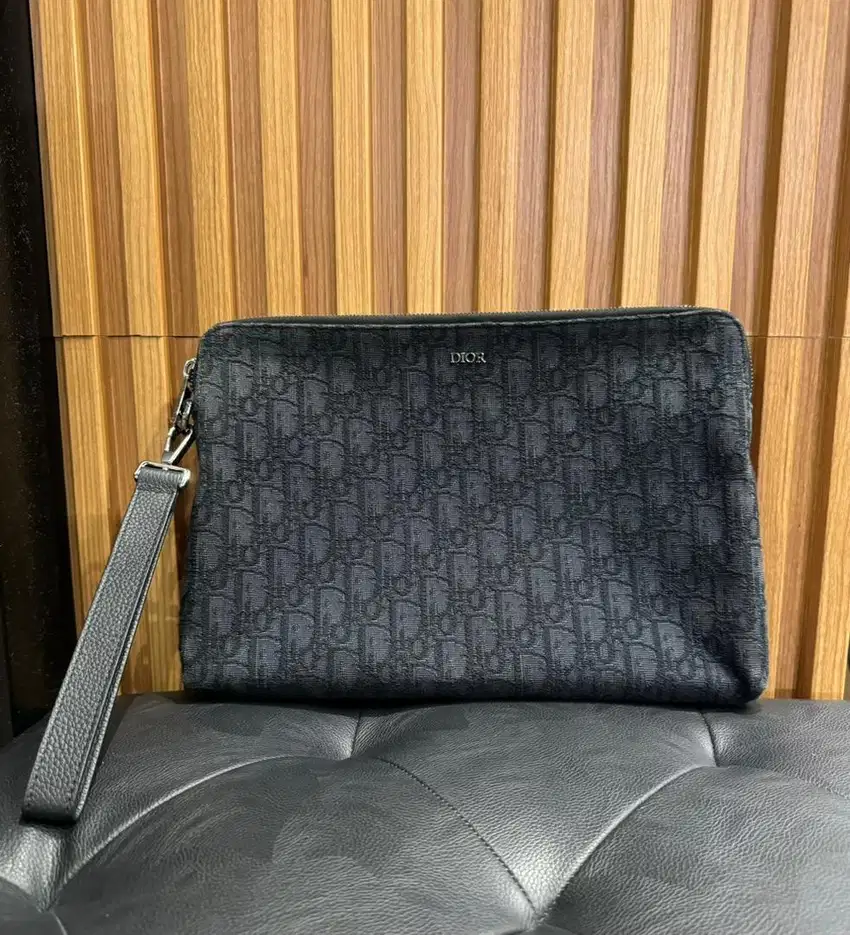 dior oblique black clutch original 100%