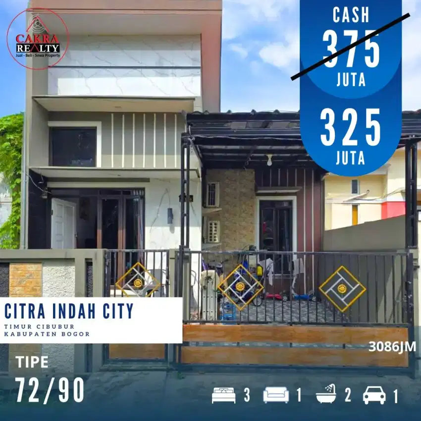 RUMAH BAGUS SIAP HUNI 72/90 CITRA INDAH CITY. 3KT, 2KM, 90m².