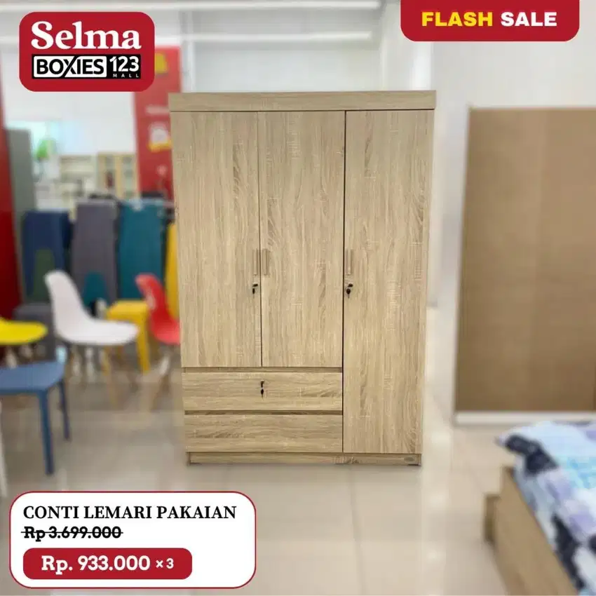 Lemari baju 3 pintu bisa cicilan