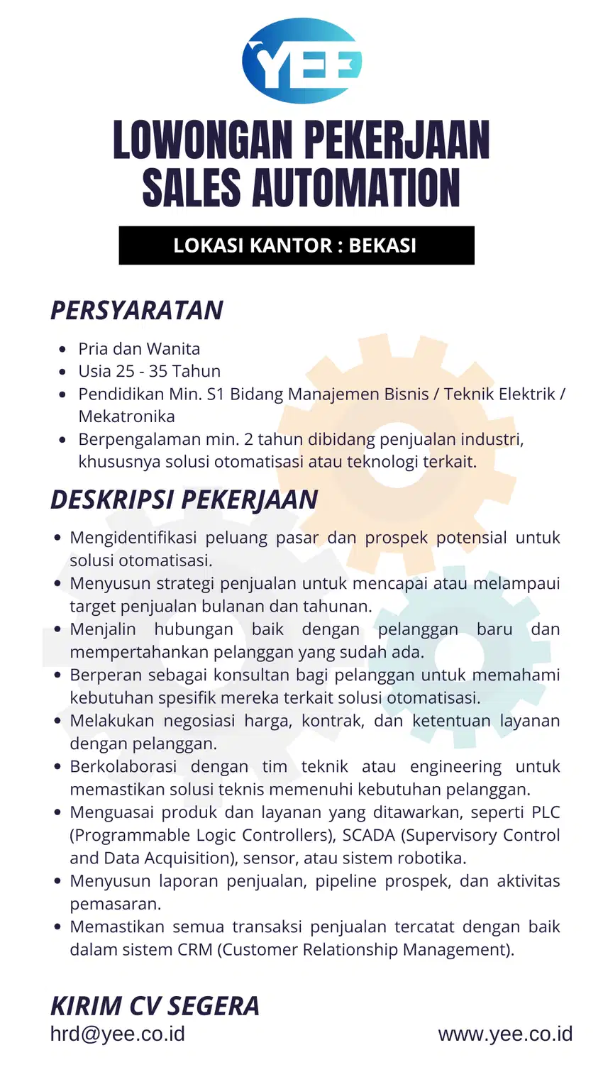 LOWONGAN PEKERJAAN SALES AUTOMATION