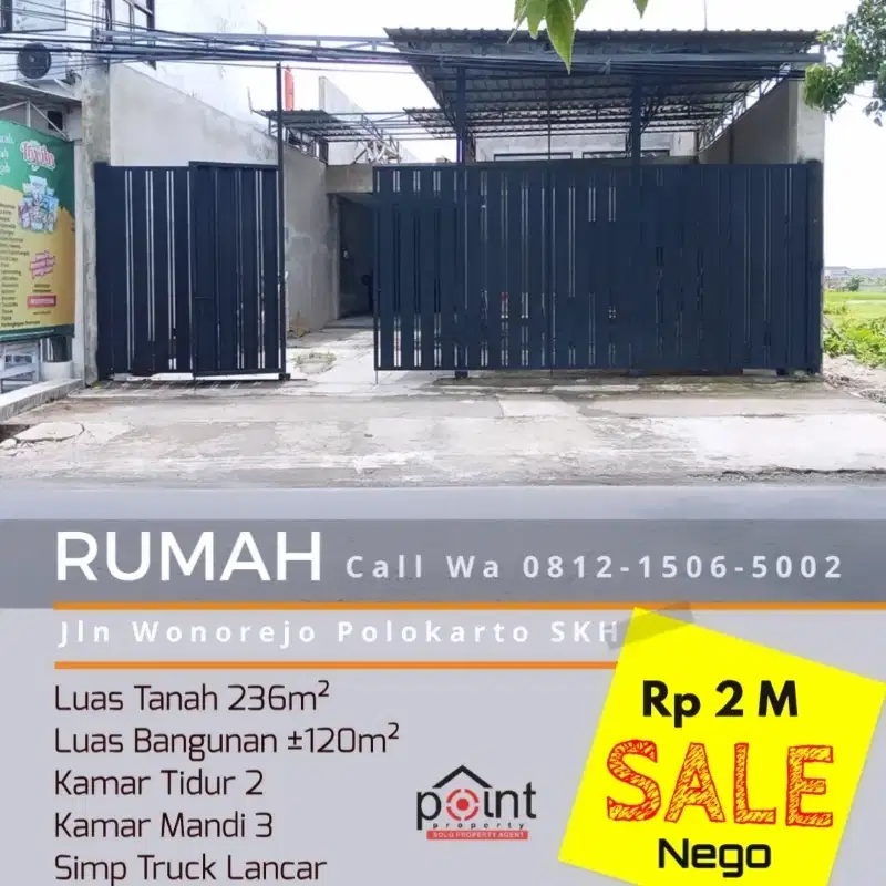 Rumah Bagus 236m² Finishing Jln Utama Polokarto