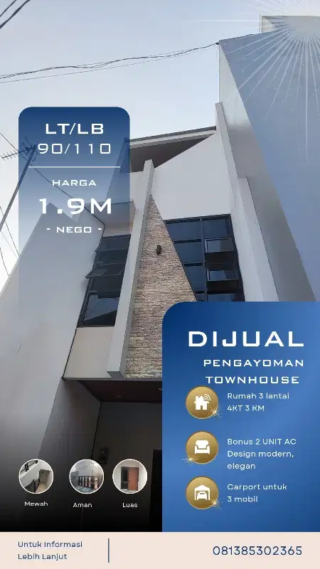 Pengayoman Townhouse Belakang BPKP Pramuka Tinggal 1 Unit