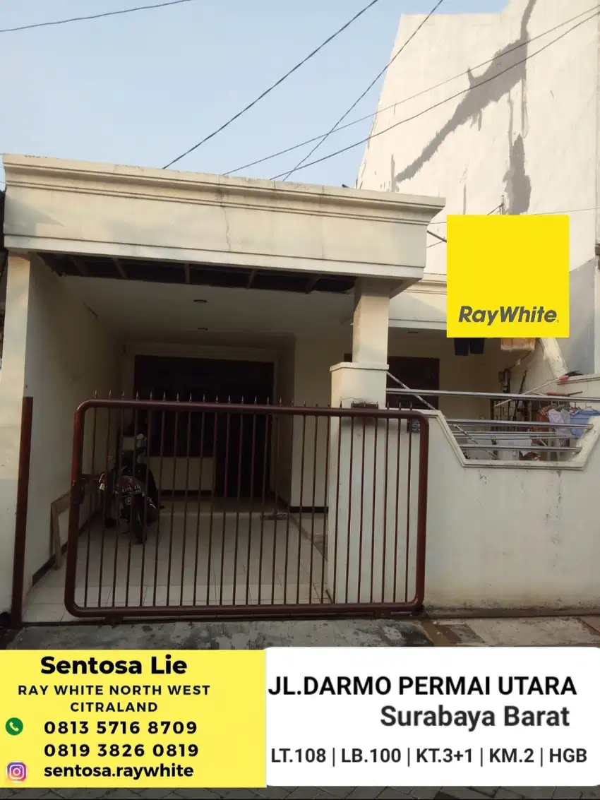 Dijual Rumah Darmo Permai Utara - Surabaya Barat - Modern 3+1 K.Tidur