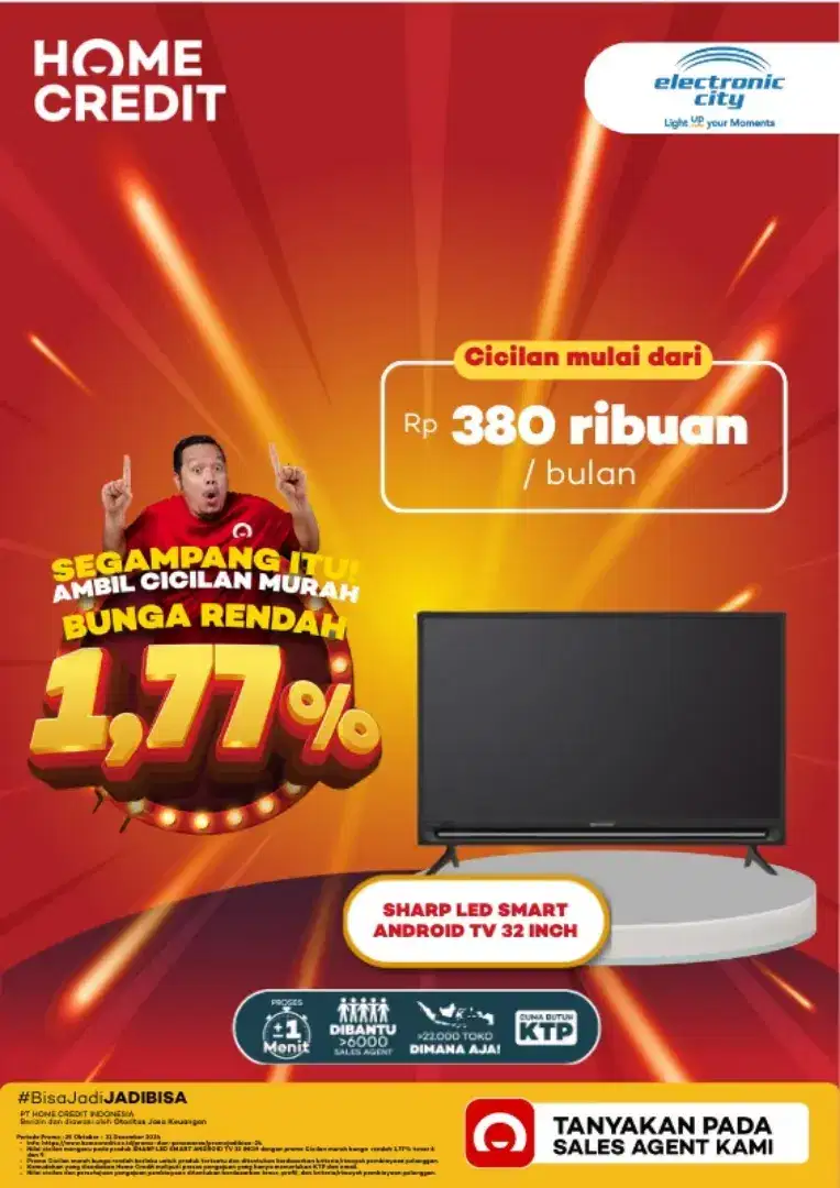 Segampang itu dapat barang cicilan bunga 0% hanya di HOME CREDIT!!!