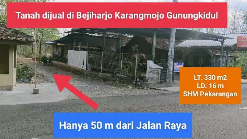 Jual Tanah murah strategis di Kawasan Wisata Bejiharjo Gunung Kidul