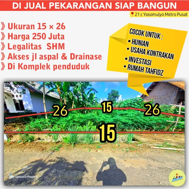 DI JUAL PEKARANGAN DI 21C YOSOMULYO METRO PUSAT