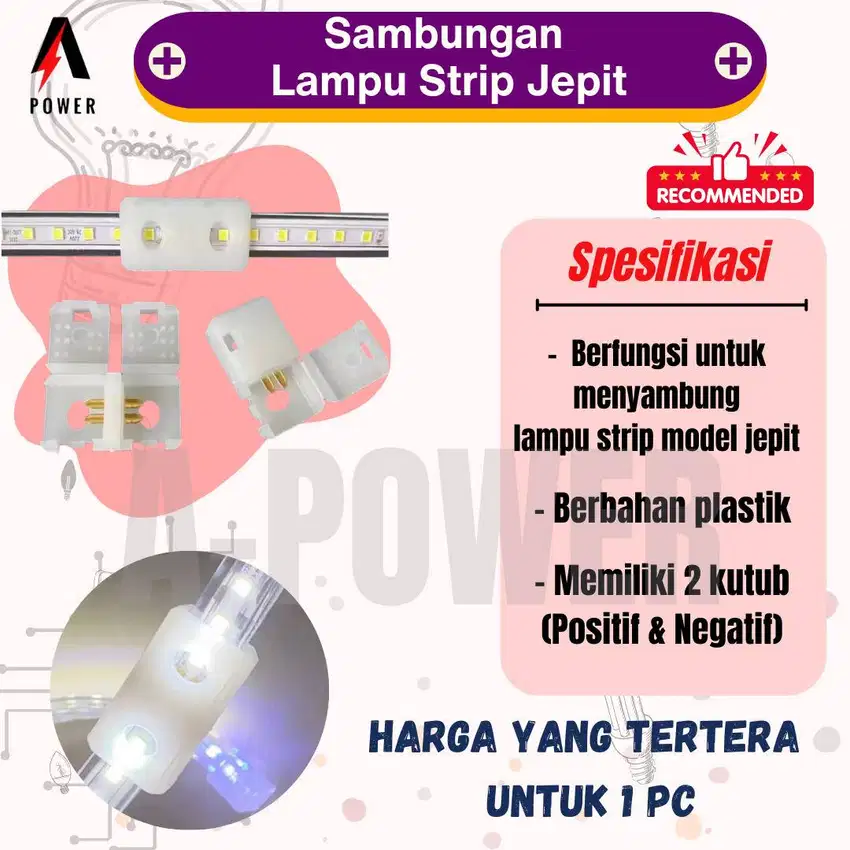 Sambungan Lampu LED Strip / Neon Flex Jepit