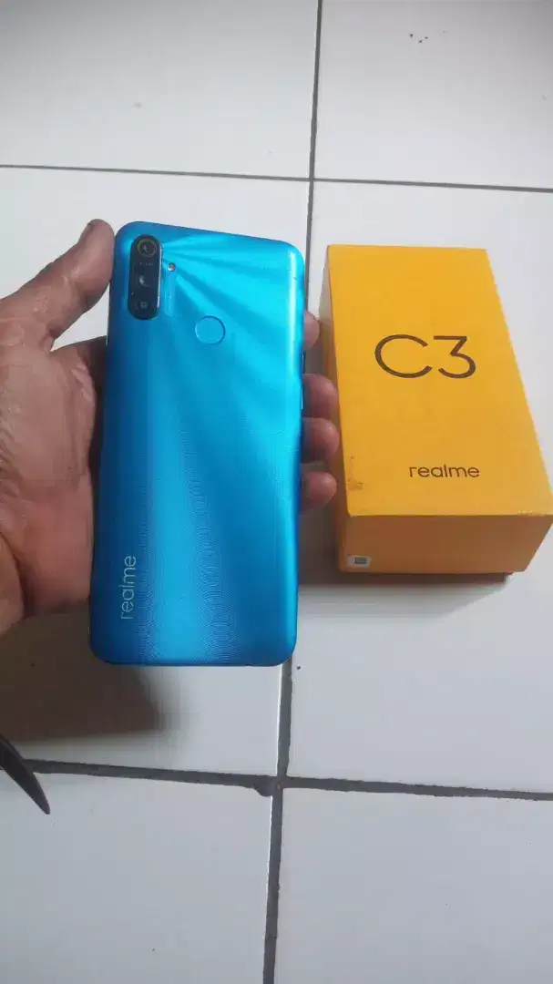 Realme c3 blue fullset mesin segel