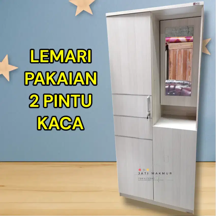 Lemari Pakaian 2 Pintu Kaca Minimalis – Elegan dari Activ Furniture