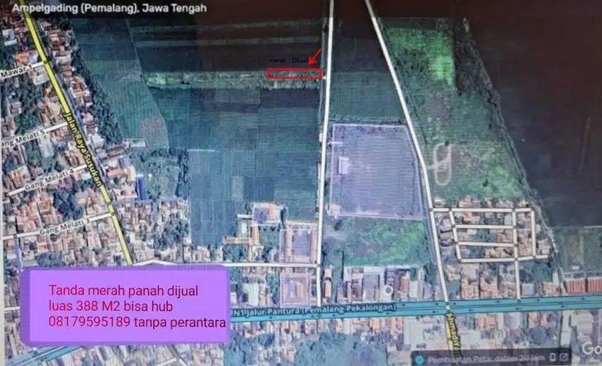 Tanah Kaplingan di depan Lapangan Jati Diri Comal Pemalang Jawa Tengah