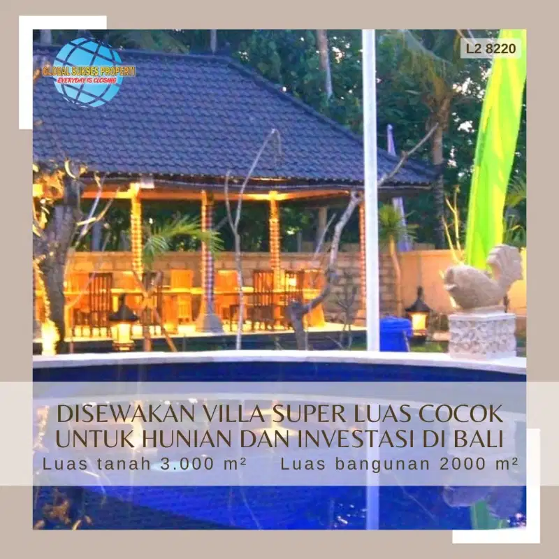 DISEWAKAN VILA BAGUS PER DUA PULUH TAHUN  DI KLUNGKUNG BALI.