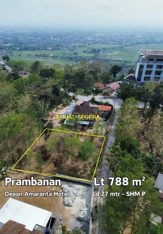 Di jual tanah di depan hotel amaranta Prambanan 788m