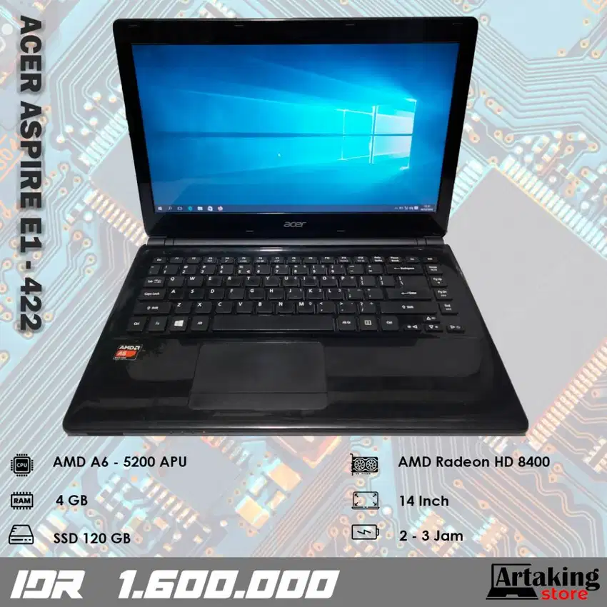 Acer Aspire E1 - 422 - AMD A6 - Ram 4 GB - Sudah SSD