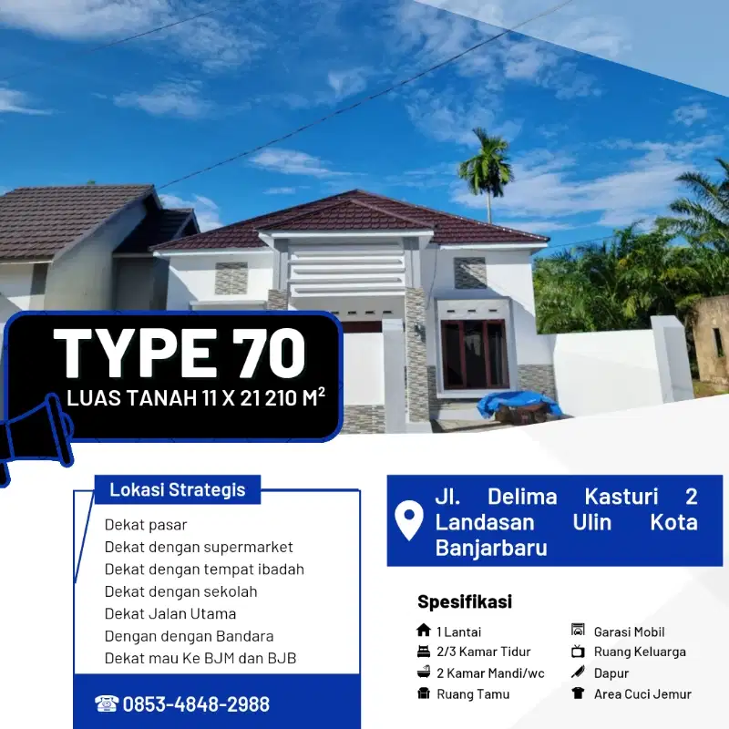 Rumah Type 70 jl sudah Aspal