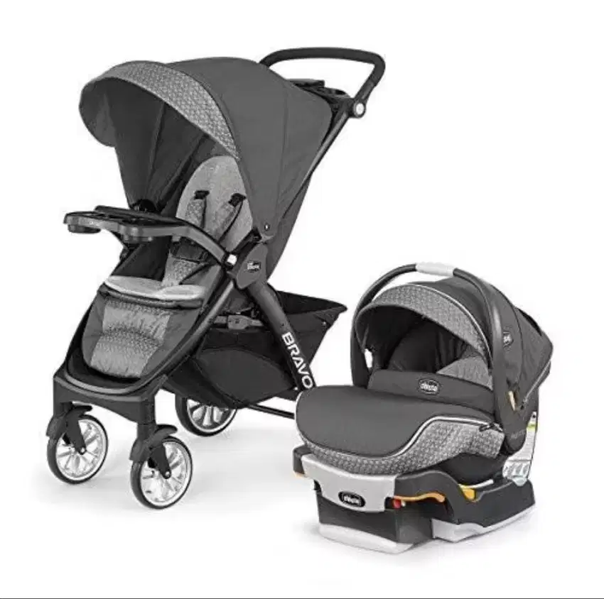 2nd CHICCO Bravo Stroller Travel Syste -Champagne+Keyfit+Carrier+Base.