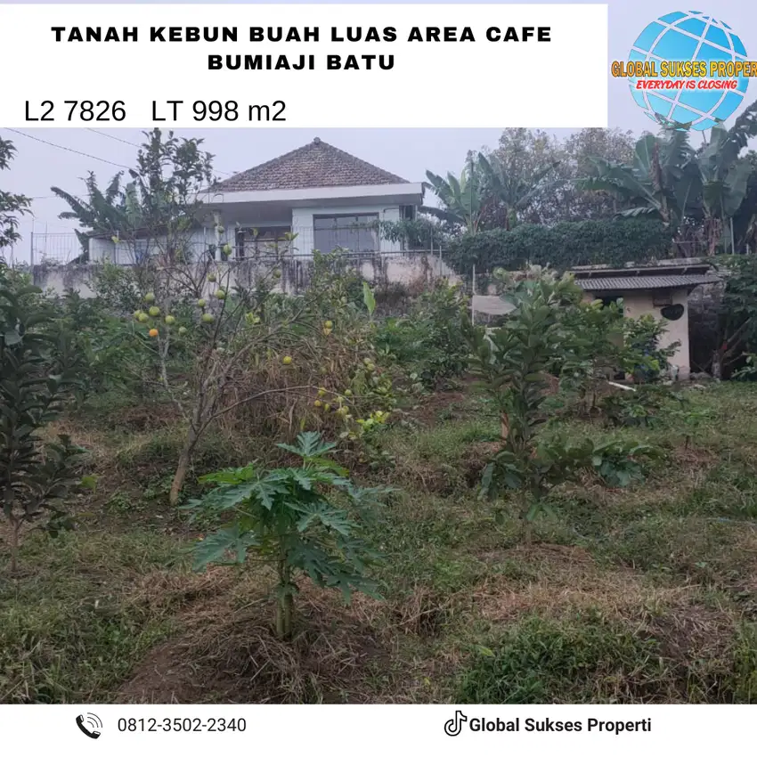 Tanah Kebun Buah Subur Berada di Poros Jalan Dekat Cafe Kota Batu