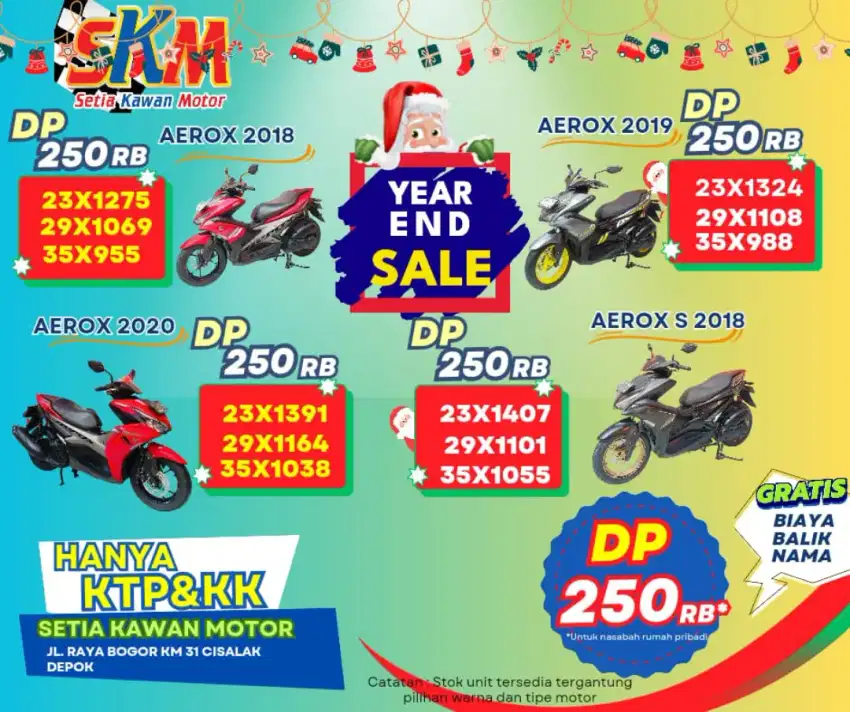 (serbu DP 250 proses hanya KTP&KK) aerox 2023 cash credt