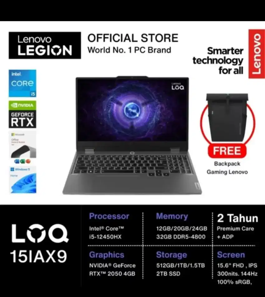 LENOVO LOQ RTX2050 RAM 20GB