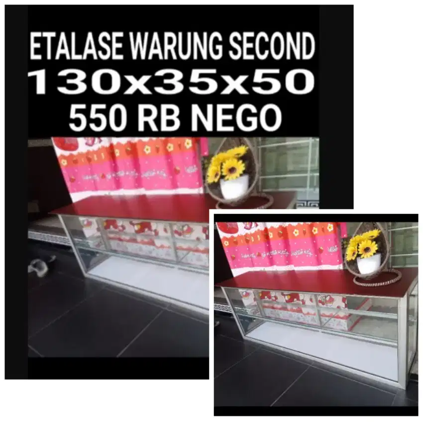 ETALASE WARUNG JUMBO BEKAS RASA BARU PJG 130 HARGA 550 RB LOK SDA