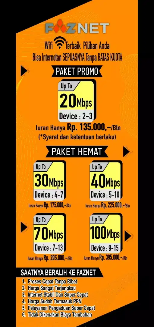 Pasang wifi angsuran bulan depan