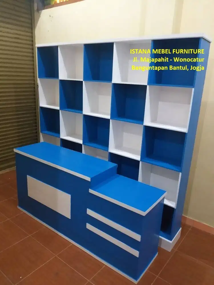 Paket Set Lemari Almari Rak Meja Kasir Laundry Loundry Londry Kayu #B2