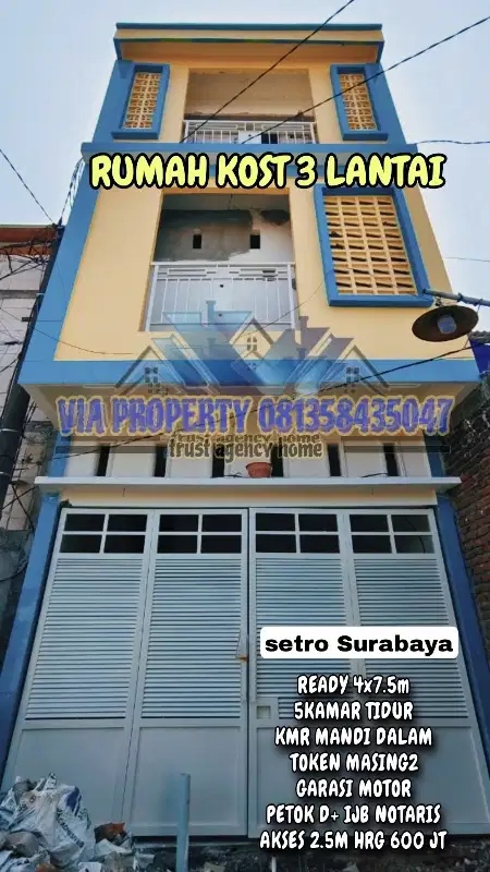 setro rumah kost dijual