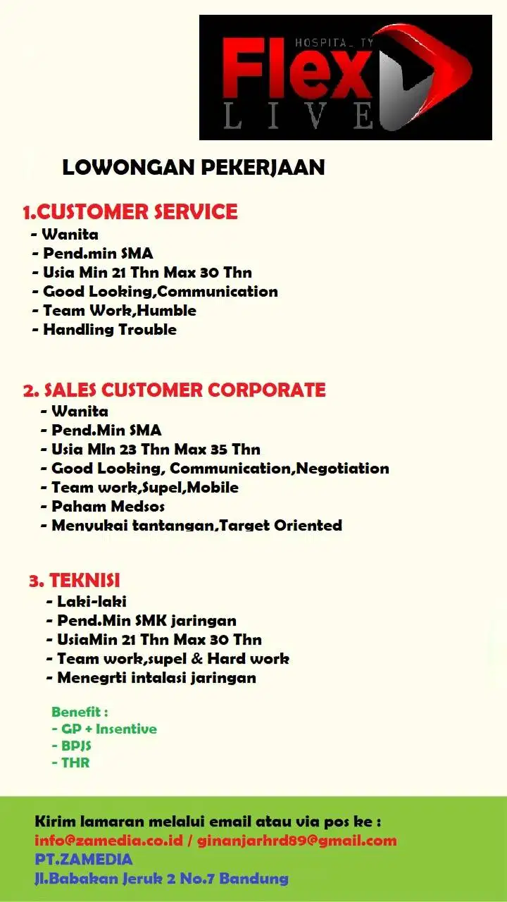 Customer service, sales customer relation dan teknisi