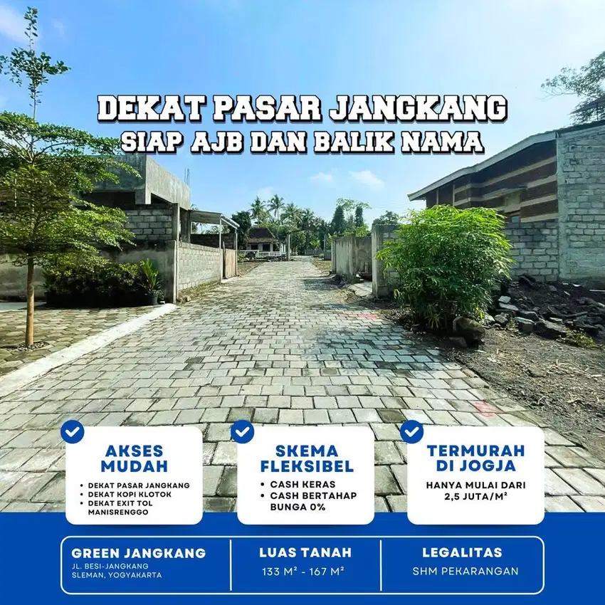 Jual Murah Tanah Jogja Siap AJB Notaris Dekat Pasar Jangkang