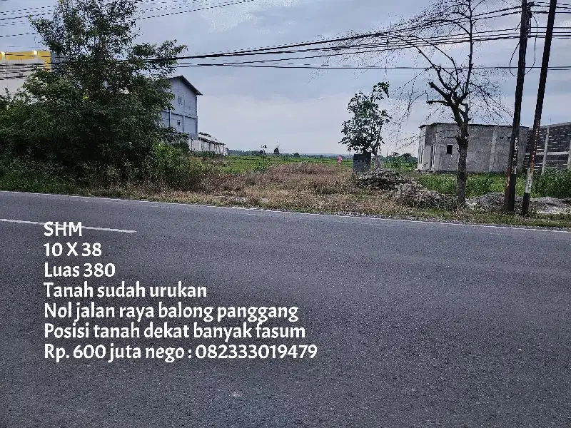 Tanah pinggir jalan raya cocok buat buka usaha