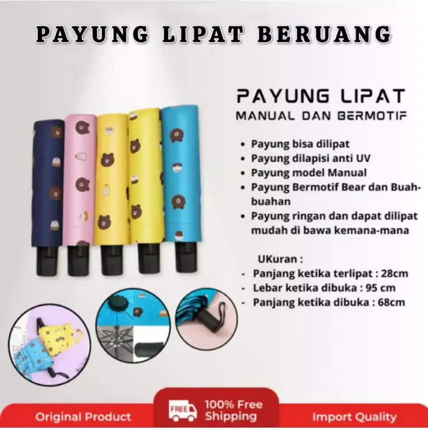 Payung Lipat Beruang Manual